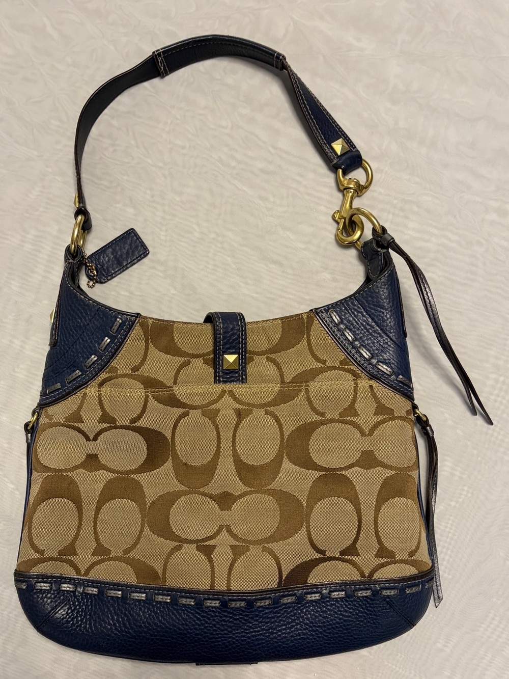 Vintage Coach Hamptons Signature Studded Hobo Shoulder Bag - Picture 9 of 12